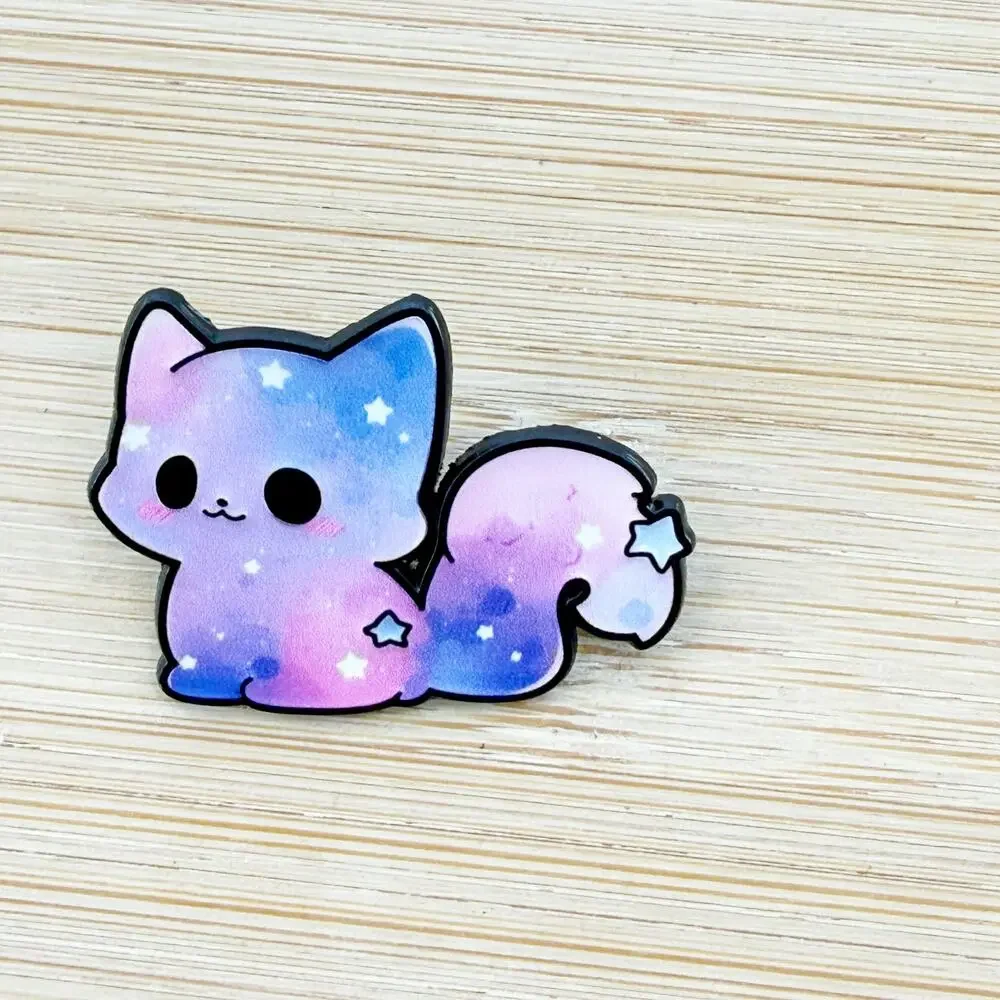Kawaii Pastel Rainbow Galaxy Cat Enamel Pin